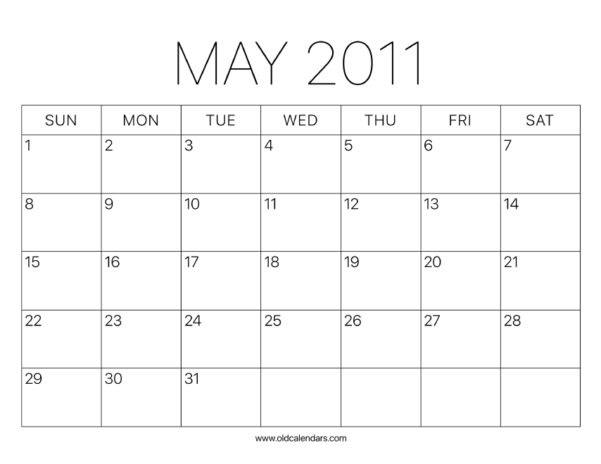 2011 Calendar May – Printable Old Calendars