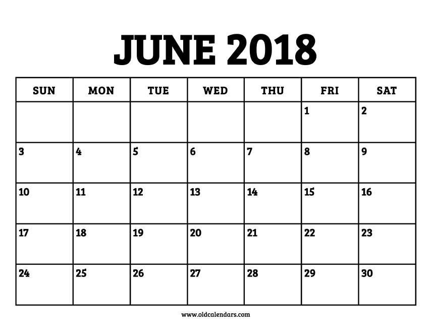 Calendar June 2018 – Printable Old Calendars