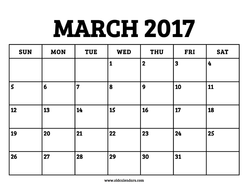 Calendar March 2017 – Printable Old Calendars