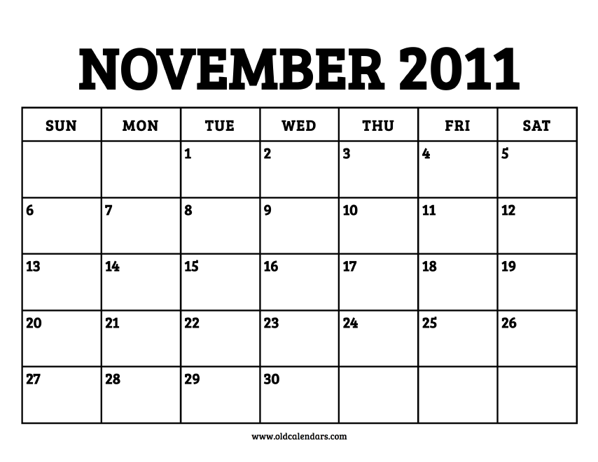 Calendar November 2011 Printable Old Calendars Calendar November 2011 Printable Old Calendars