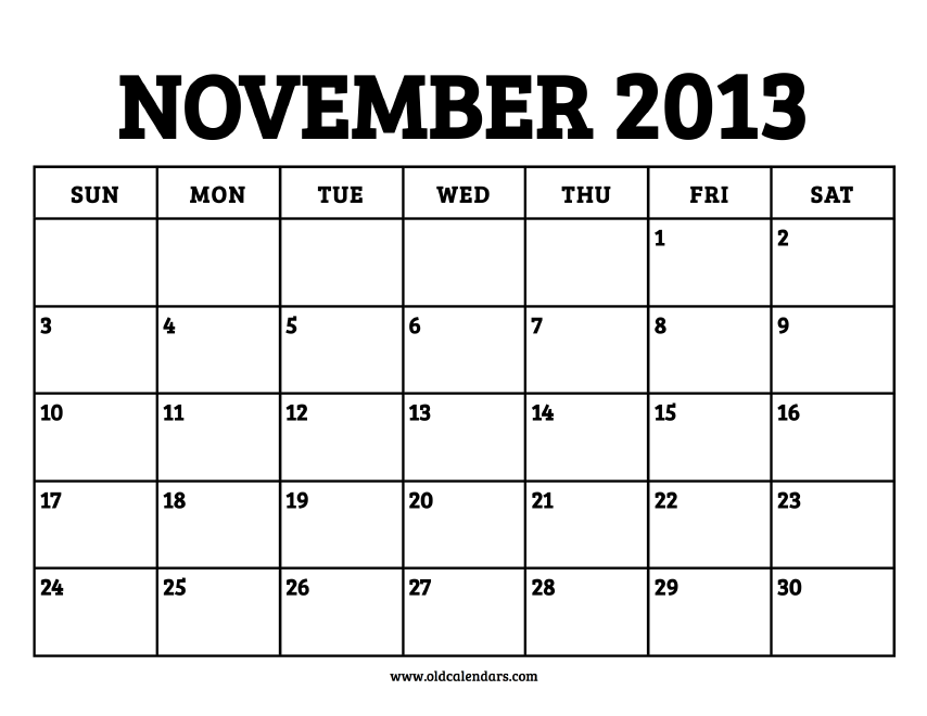 Calendar November 2013 Printable Old Calendars Calendar November 2013 Printable Old Calendars