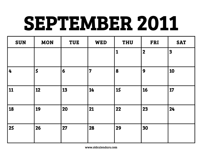 Calendar September 2011 Printable Old Calendars