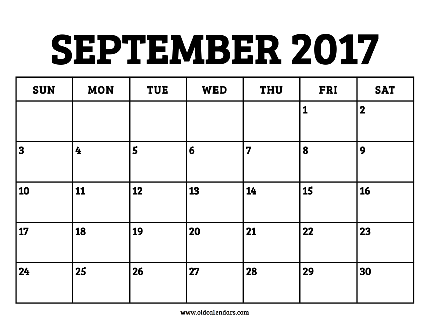 Calendar September 2017 Printable Old Calendars Calendar September 2017 Printable Old Calendars