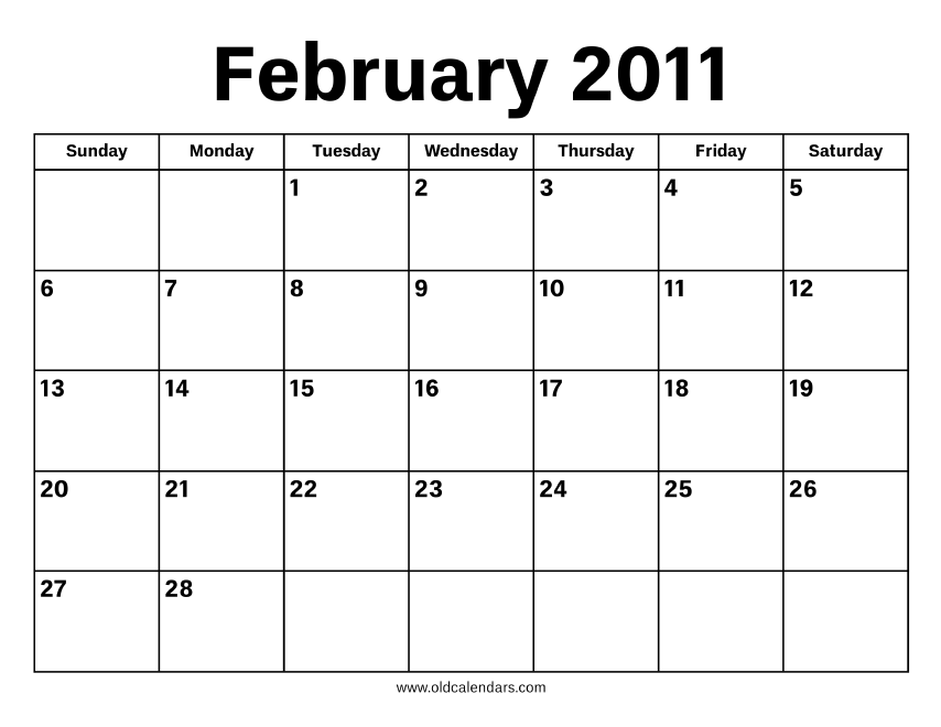 February 2011 Calendar Printable Old Calendars