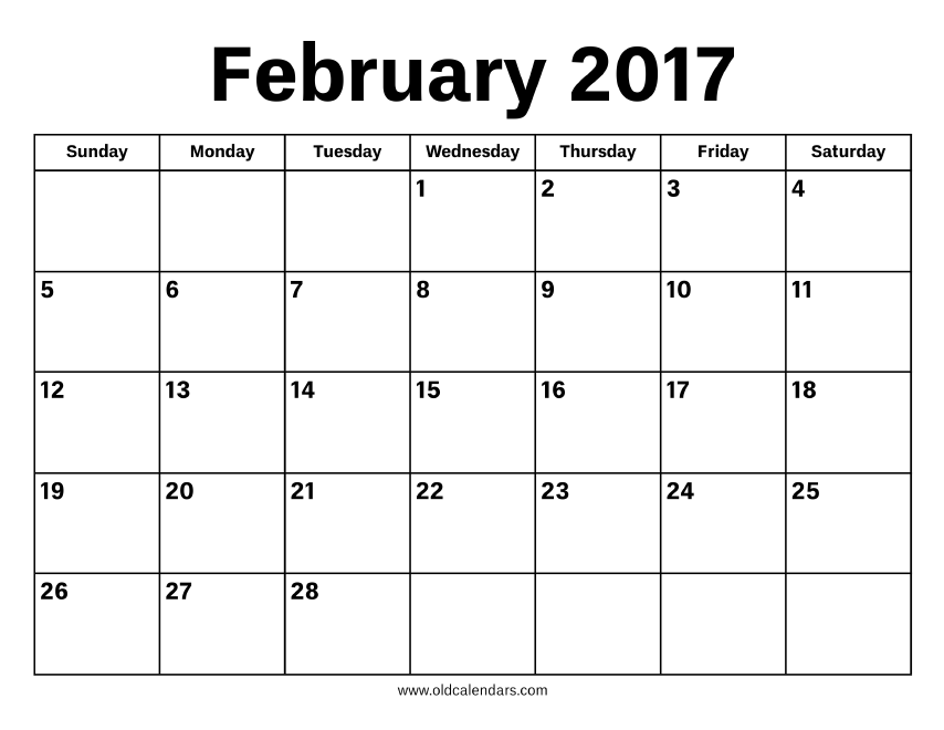 February 2017 Calendar – Printable Old Calendars