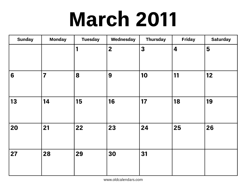 March 2011 Calendar Printable Old Calendars