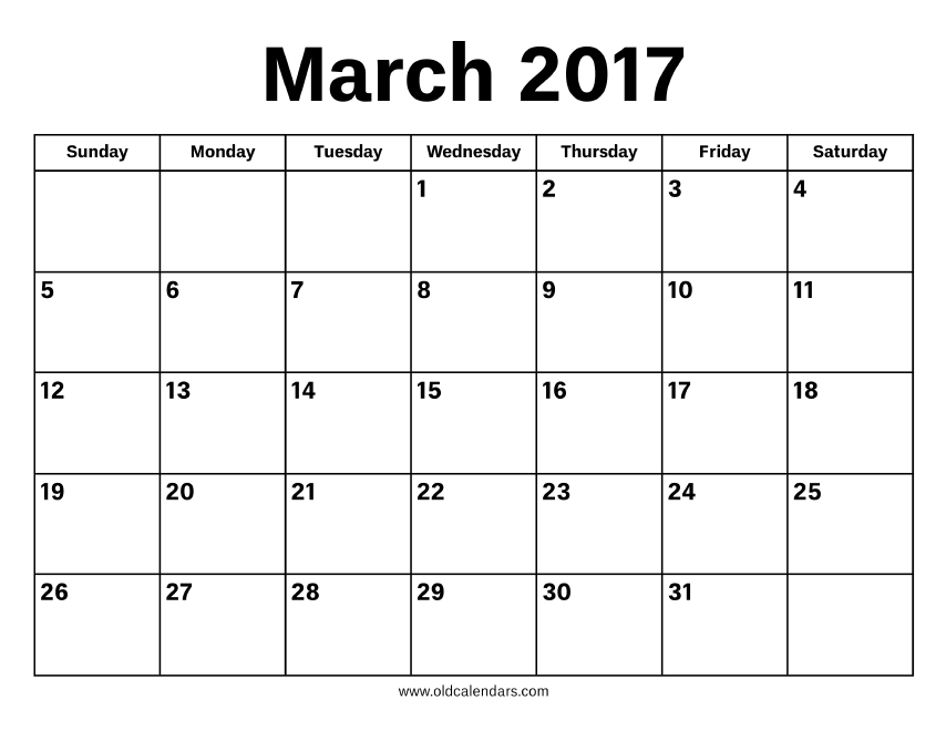March 2017 Calendar – Printable Old Calendars