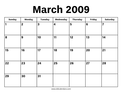 March 2009 Calendar