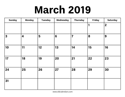 March 2019 Calendar Printable - March 2019 Calendar 