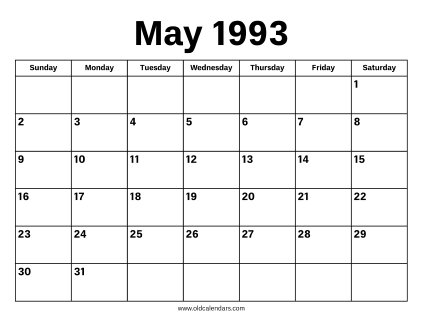 May 1993 Calendar