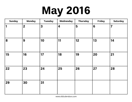 May 2016 Calendar