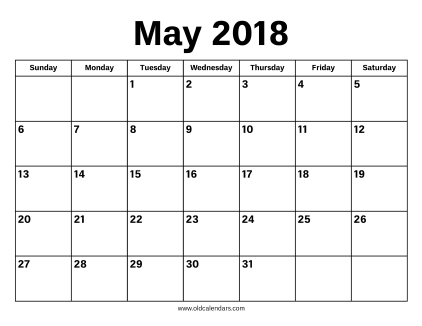 May 2018 Calendar