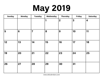 May 2019 Calendar