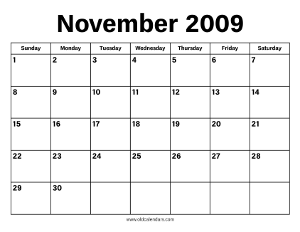 November 2009 Calendar