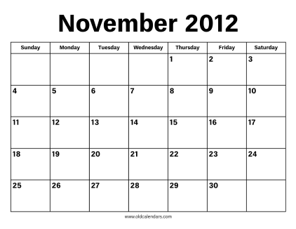 November 2012 Calendar