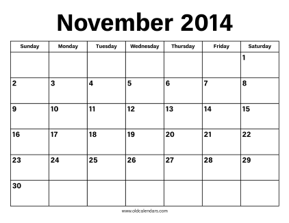 November 2014 Calendar