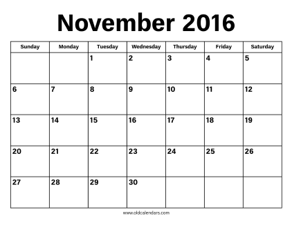 November 2016 Calendar