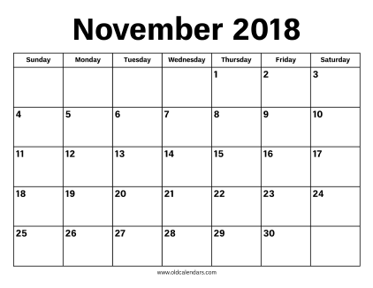 November 2018 Calendar