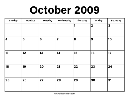 October 2009 Calendar