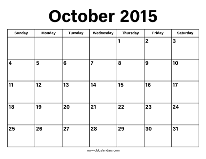 October 2015 Calendar
