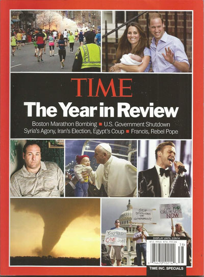 The cover of TIME Magazine “The Year In Review 2013”