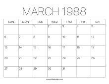 1988 Calendar March