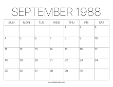 Calendar September 1988 – Printable Old Calendars