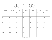 1991 Calendar July