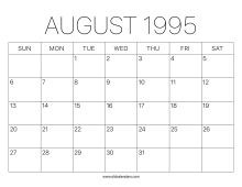 August 1995 Calendar – Printable Old Calendars