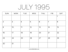 1995 Calendar July