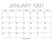 1997 Calendar January