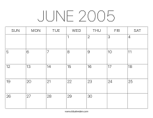 2005 Calendar June