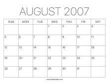 2007 Calendar August