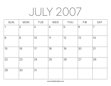2007 Calendar July
