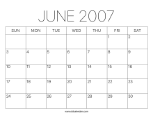 2007 Calendar June
