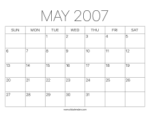 2007 Calendar May