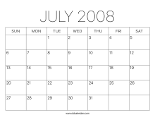 2008 Calendar July