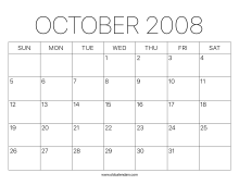 2008 Calendar October