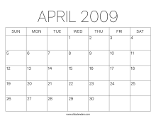2009 Calendar April