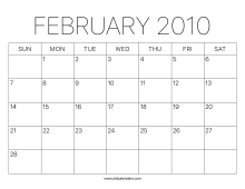 February 2010 Calendar – Printable Old Calendars