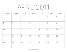 2011 Calendar April