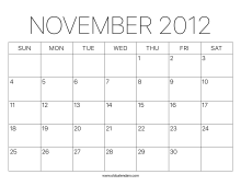 2012 Calendar November