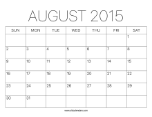 2015 Calendar August