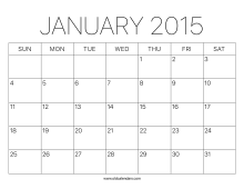 2015 Calendar January