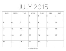 2015 Calendar July
