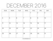 2016 Calendar December