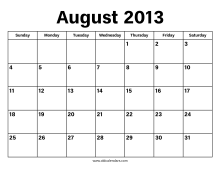 August 2013 Calendar