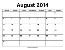 August 2014 Calendar