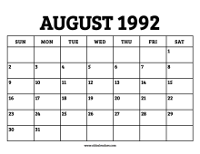 Calendar August 1992