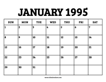 January 1995 Calendar – Printable Old Calendars